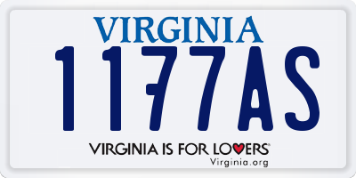 VA license plate 1177AS
