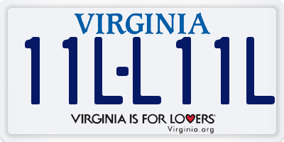 VA license plate 11LL11L