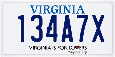 VA license plate 134A7X