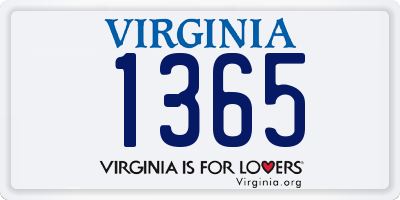 VA license plate 1365