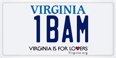 VA license plate 1BAM