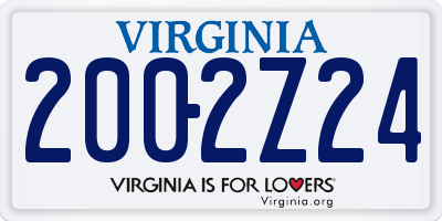 VA license plate 2002Z24