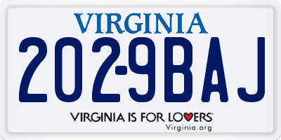 VA license plate 2029BAJ