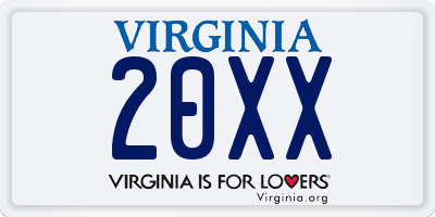 VA license plate 20XX