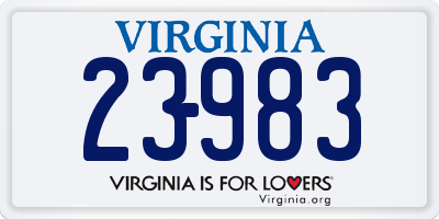 VA license plate 23983