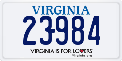 VA license plate 23984