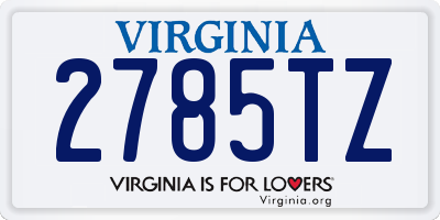 VA license plate 2785TZ