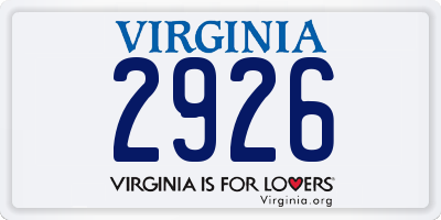 VA license plate 2926