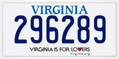 VA license plate 296289