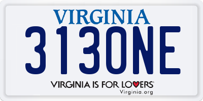 VA license plate 3130NE