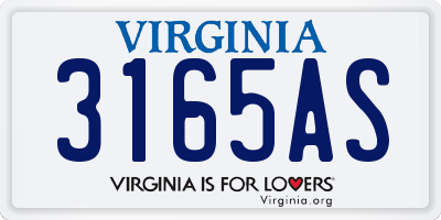 VA license plate 3165AS