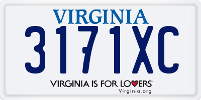 VA license plate 3171XC