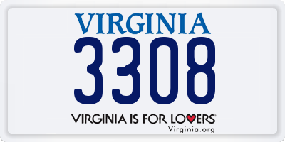 VA license plate 3308