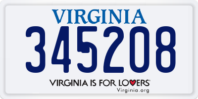 VA license plate 345208