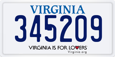 VA license plate 345209