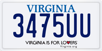 VA license plate 3475UU
