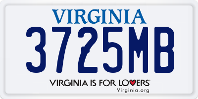 VA license plate 3725MB