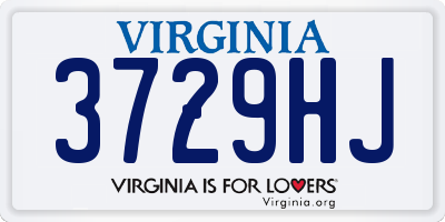 VA license plate 3729HJ