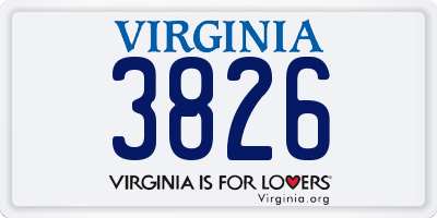VA license plate 3826