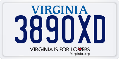 VA license plate 389OXD