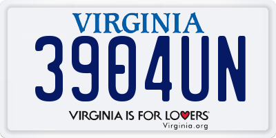 VA license plate 3904UN
