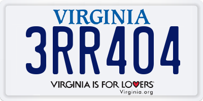 VA license plate 3RR404