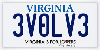 VA license plate 3VOLV3