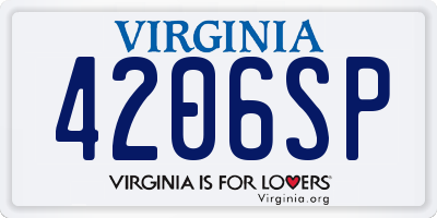 VA license plate 4206SP