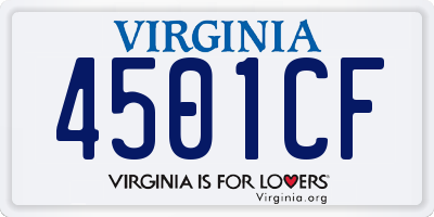 VA license plate 4501CF