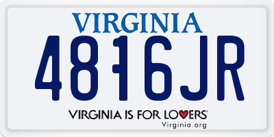 VA license plate 4816JR