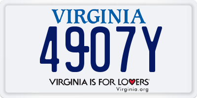 VA license plate 4907Y