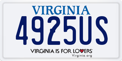 VA license plate 4925US