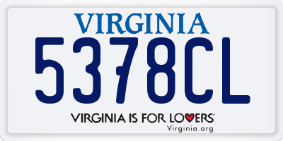 VA license plate 5378CL