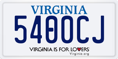 VA license plate 5400CJ
