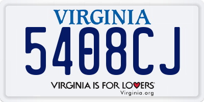 VA license plate 5408CJ
