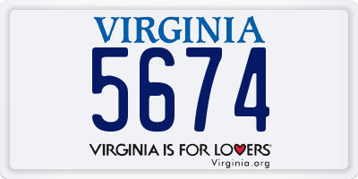VA license plate 5674