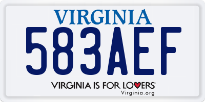 VA license plate 583AEF