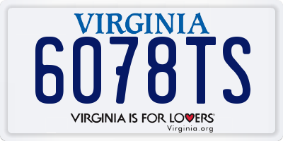 VA license plate 6078TS