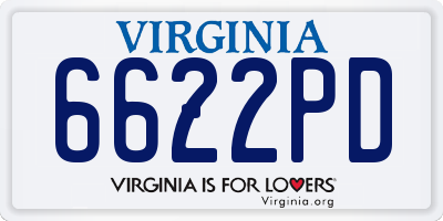 VA license plate 6622PD