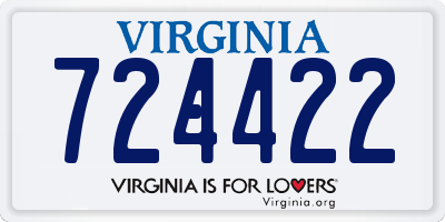 VA license plate 724422