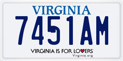 VA license plate 7451AM