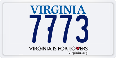 VA license plate 7773