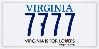 VA license plate 7777