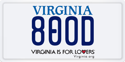 VA license plate 800D