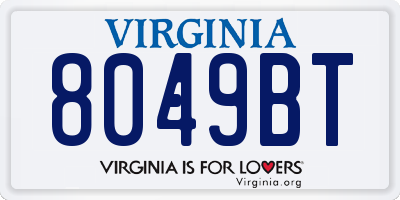 VA license plate 8049BT