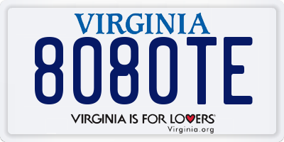 VA license plate 8080TE