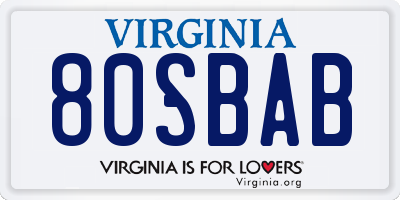 VA license plate 80SBAB