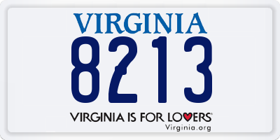 VA license plate 8213