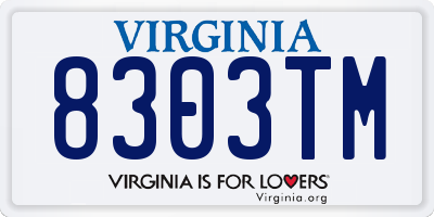 VA license plate 8303TM