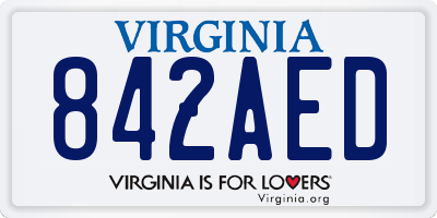 VA license plate 842AED